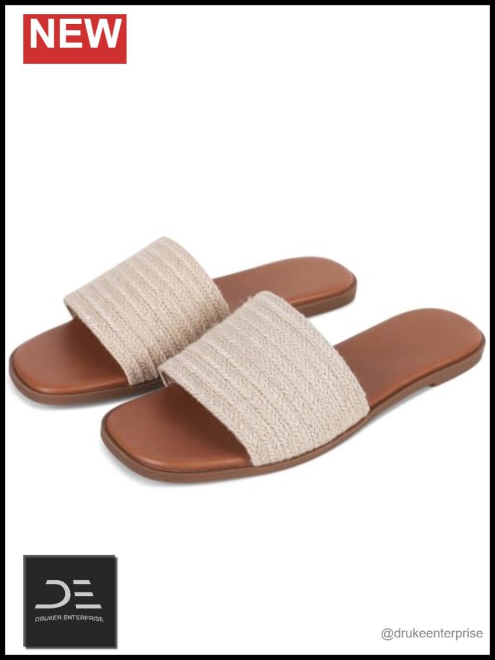 Raffia Slide Sandals for Women Slip On Flat Beach Sandals